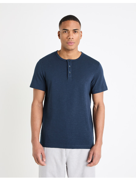 Celio Tmavě modré pánské basic tričko Celio Genperle