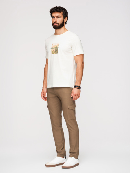 Ombre Clothing Pánské kalhoty REGULAR s cargo kapsami - olivová barva V2 P1515 Ombre Clothing