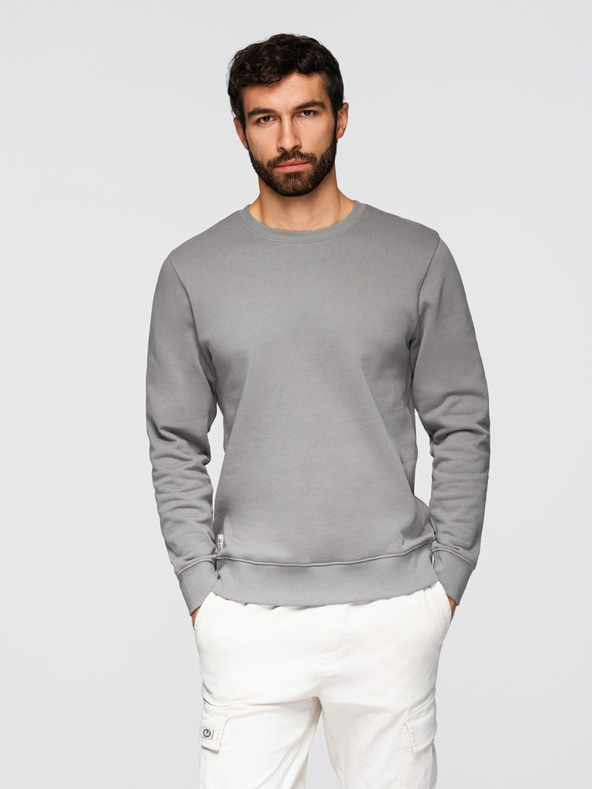 Ombre Clothing Pánská mikina BASIC s kulatým výstřihem - šedá Ombre Clothing