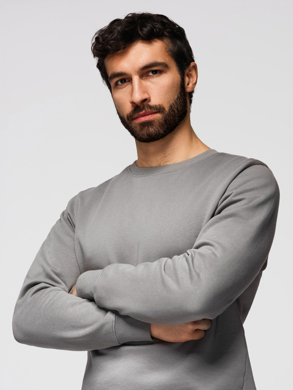 Ombre Clothing Pánská mikina BASIC s kulatým výstřihem - šedá Ombre Clothing