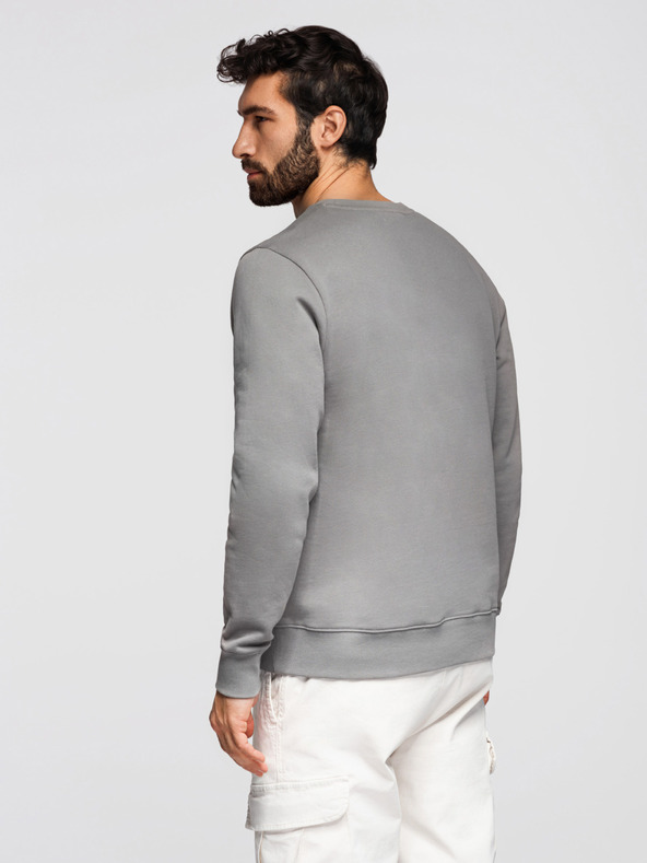 Ombre Clothing Pánská mikina BASIC s kulatým výstřihem - šedá Ombre Clothing
