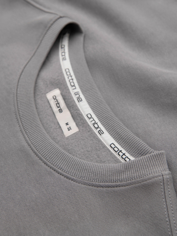 Ombre Clothing Pánská mikina BASIC s kulatým výstřihem - šedá Ombre Clothing