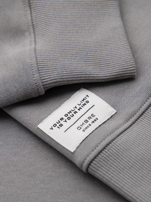 Ombre Clothing Pánská mikina BASIC s kulatým výstřihem - šedá Ombre Clothing