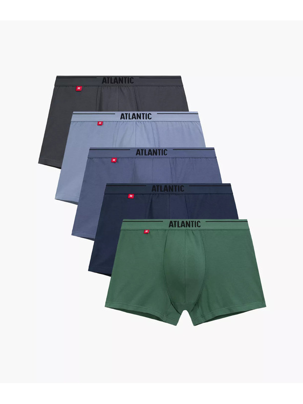 Atlantic 5-PACK Boxerky zelené, šedé a modré