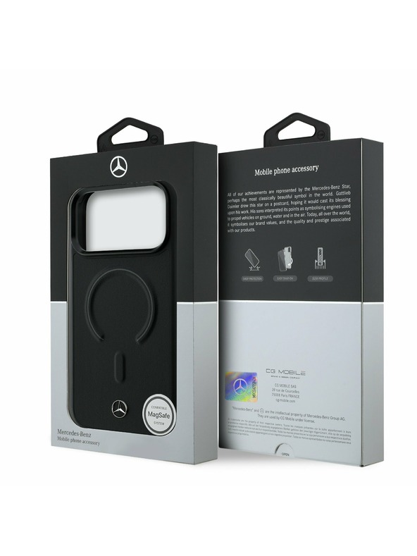 Mercedes Mercedes PU Leather 3D MagSafe Zadní Kryt pro iPhone 17 Pro Max Black