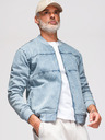 Ombre Clothing Pánská džínová bunda bomber s efektem stone wash - světle modrá V3 OM-JADJ-0163 Ombre Clothing