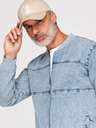 Ombre Clothing Pánská džínová bunda bomber s efektem stone wash - světle modrá V3 OM-JADJ-0163 Ombre Clothing