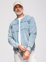 Ombre Clothing Pánská džínová bunda bomber s efektem stone wash - světle modrá V3 OM-JADJ-0163 Ombre Clothing