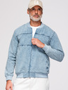 Ombre Clothing Pánská džínová bunda bomber s efektem stone wash - světle modrá V3 OM-JADJ-0163 Ombre Clothing