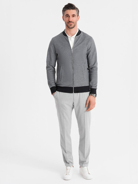 Ombre Clothing Pánská pletená bunda bomber - černá