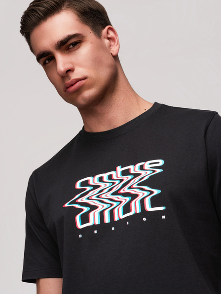 Ombre Clothing Męski bawełniany T-shirt z printem Ombre - czarny V1 OM-TSPT-0286 Ombre Clothing