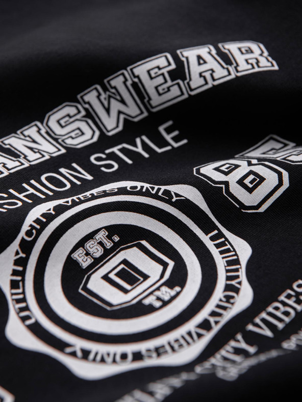 Ombre Clothing Pánské bavlněné tričko s potiskem College - V2 black OM-TSPT-0269 Ombre Clothing