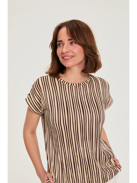 Moodo Beige Striped Blouse Moodo