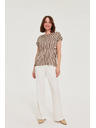 Moodo Beige Striped Blouse Moodo