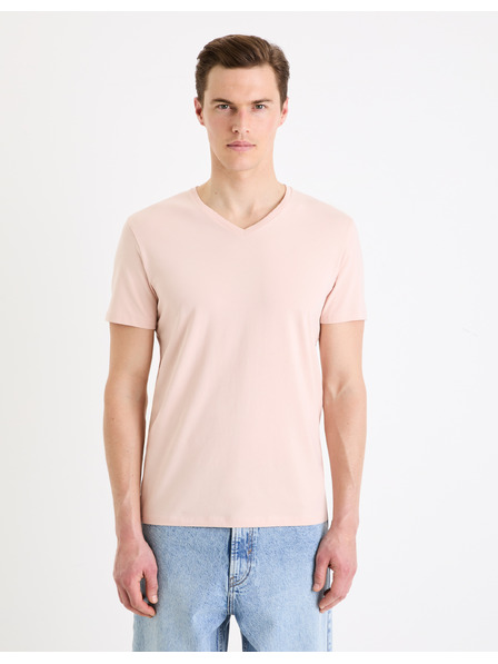 Celio Růžové pánské basic tričko Celio Neuniv