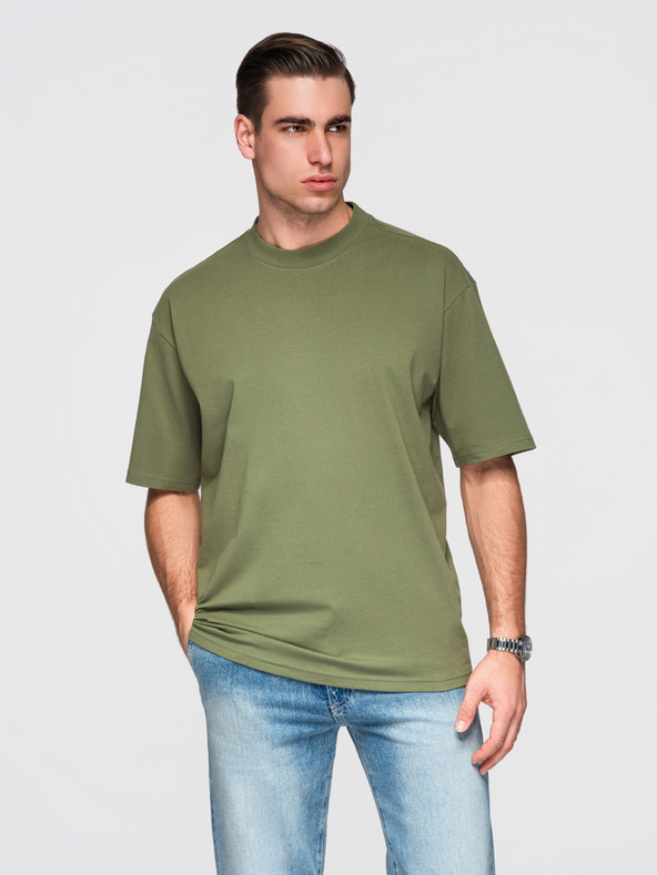 Ombre Clothing Tričko OM-TSBC-0291 - černá/bílá/světle olivová Ombre Clothing