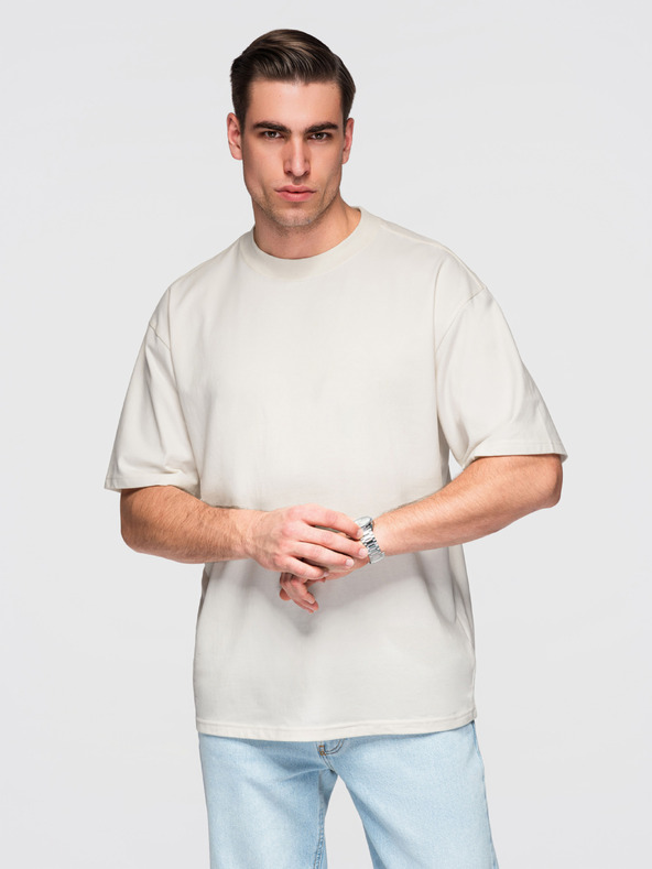 Ombre Clothing Tričko OM-TSBC-0291 - off white/off white/black Ombre Clothing