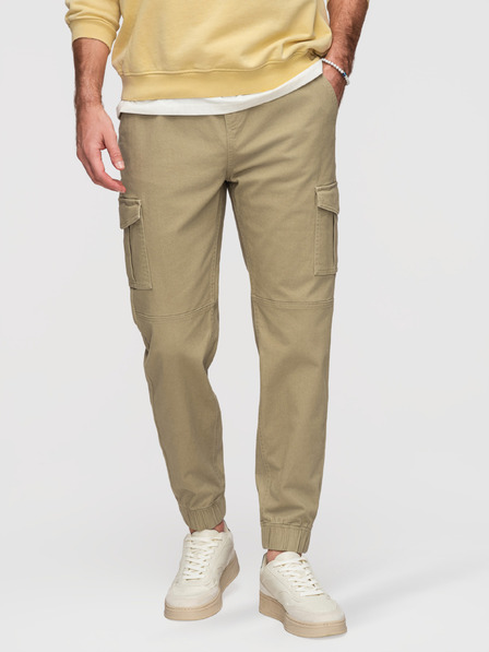 Ombre Clothing Pánské kalhoty JOGGERY s cargo kapsami na zip - khaki V1 OM-PAJO-0290 Ombre Clothing