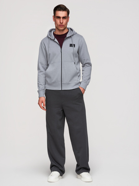 Ombre Clothing Pánská mikina na zip s kapucí a nášivkou - šedá V1 OM-SSZP-0256 Ombre Clothing