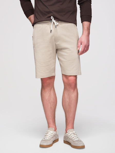 Ombre Clothing Pánské bavlněné šortky se šňůrkami a kapsami - světle béžové V1 OM-SRBS-0205 Ombre Clothing