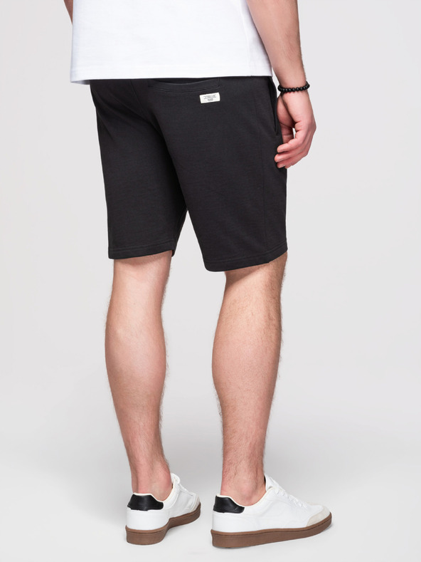 Ombre Clothing Pánské bavlněné šortky se stahovací šňůrkou a kapsami - černé V5 OM-SRBS-0205 Ombre Clothing