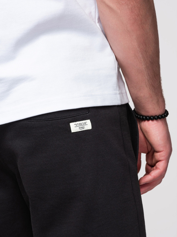 Ombre Clothing Pánské bavlněné šortky se stahovací šňůrkou a kapsami - černé V5 OM-SRBS-0205 Ombre Clothing