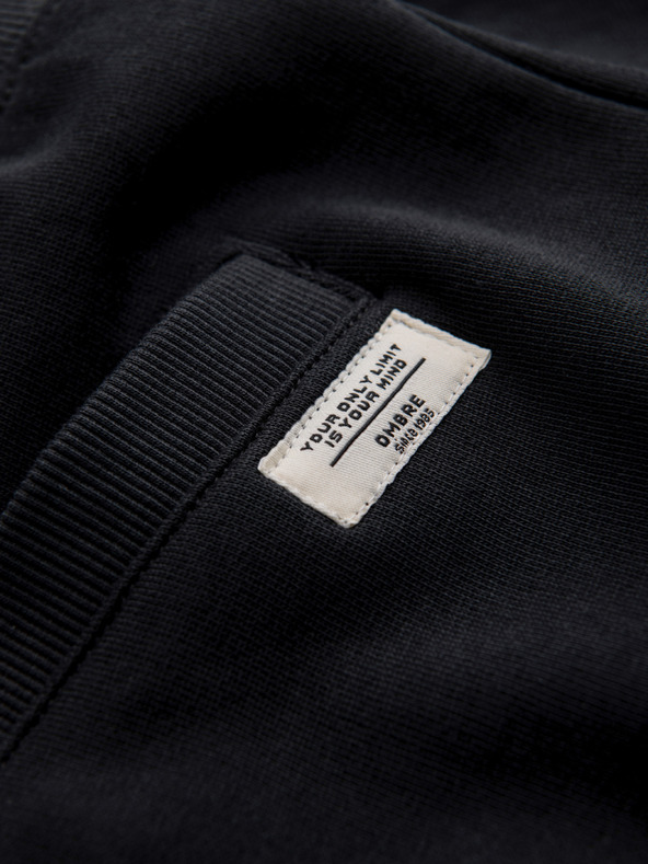 Ombre Clothing Pánské bavlněné šortky se stahovací šňůrkou a kapsami - černé V5 OM-SRBS-0205 Ombre Clothing