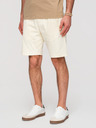 Ombre Clothing Pánské bavlněné šortky s lemem a kapsami - krémové V12 OM-SRBS-0205 Ombre Clothing