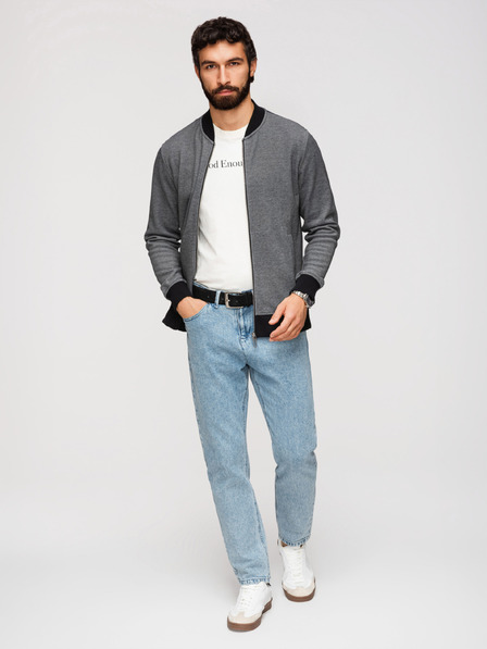 Ombre Clothing Pánská pletená bunda bomber - černá