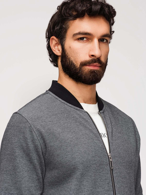 Ombre Clothing Pánská pletená bunda bomber - černá