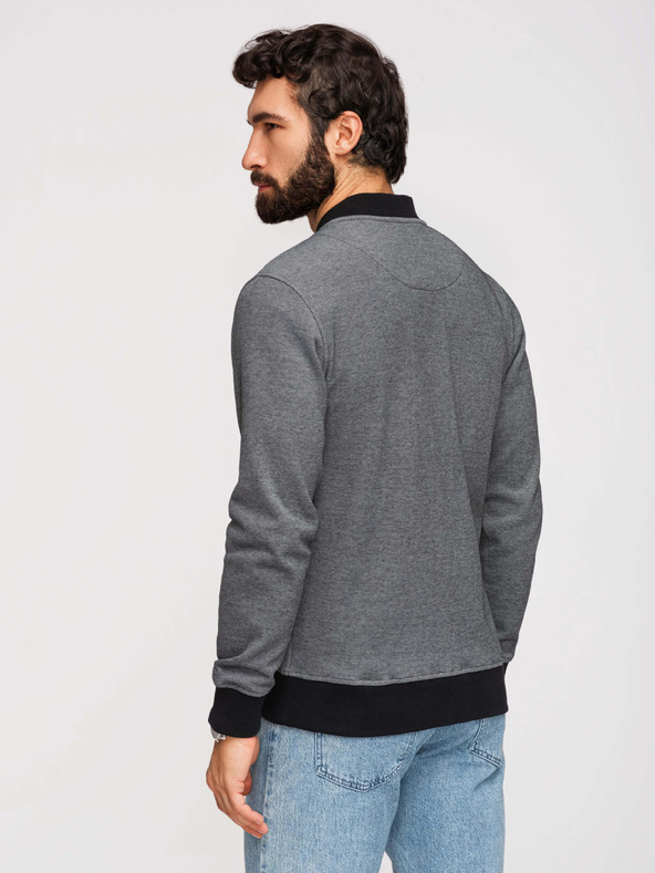 Ombre Clothing Pánská pletená bunda bomber - černá