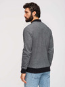 Ombre Clothing Pánská pletená bunda bomber - černá
