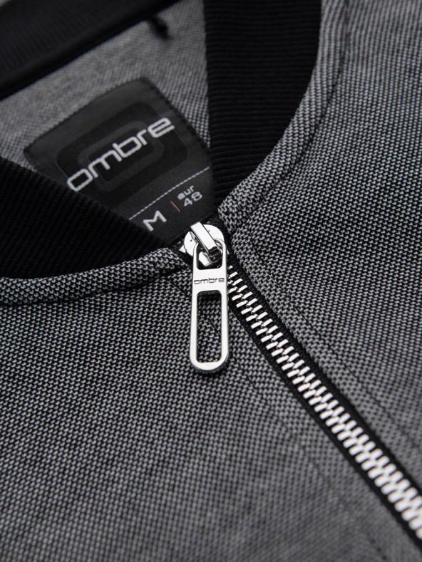 Ombre Clothing Pánská pletená bunda bomber - černá
