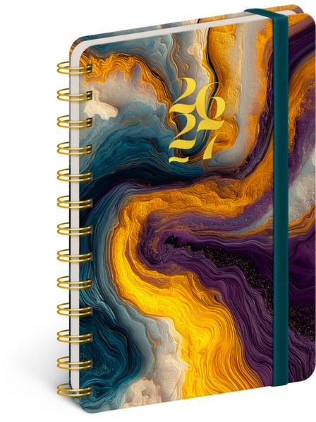 NOTIQUE NOTIQUE Spirálový 18měsíční diář Petito – Barevný achát 2026/2027, 13 x 18 cm