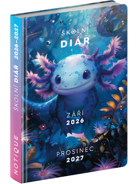 NOTIQUE NOTIQUE Školní diář Axolotl (září 2026 – prosinec 2027), 9,8 x 14,5 cm