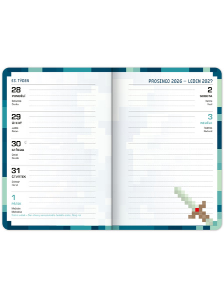 NOTIQUE NOTIQUE Školní diář Gamer (září 2026 – prosinec 2027), 9,8 x 14,5 cm