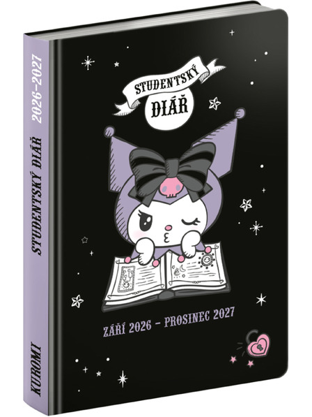NOTIQUE NOTIQUE Studentský diář Kuromi (září 2026 – prosinec 2027), 9,8 x 14,5 cm