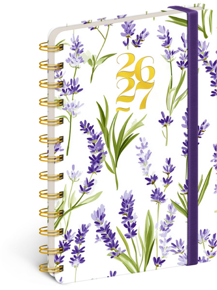 NOTIQUE NOTIQUE Spirálový 18měsíční diář Petito – Levandule 2026/2027, 13 x 18 cm