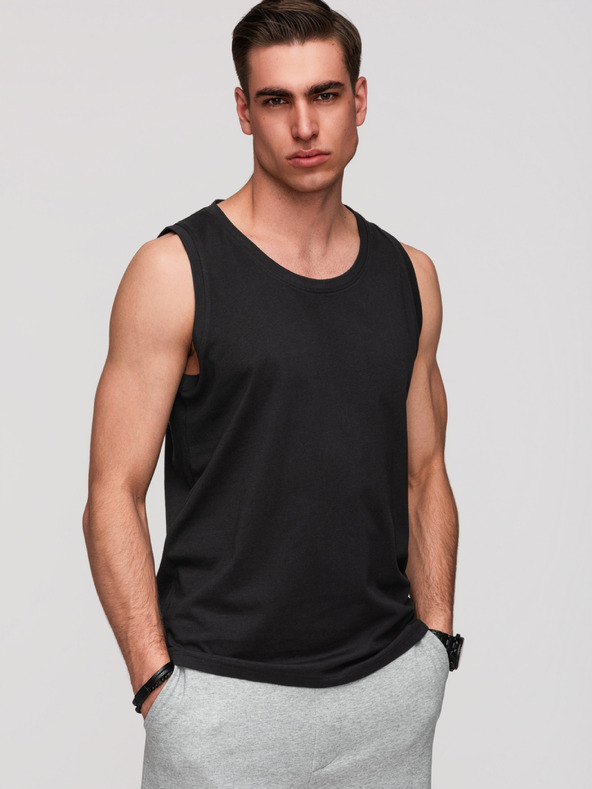 Ombre Clothing Pánské bavlněné tílko BASIC - černé V3 OM-TSBT-0272 Ombre Clothing
