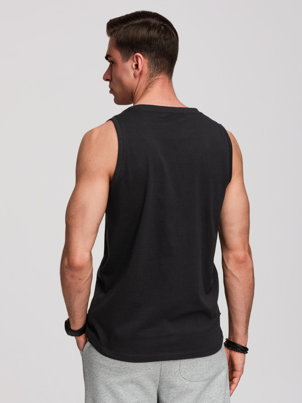 Ombre Clothing Pánské bavlněné tílko BASIC - černé V3 OM-TSBT-0272 Ombre Clothing