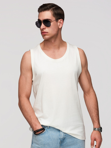 Ombre Clothing Pánské bavlněné tílko BASIC - bílé V1 OM-TSBT-0272 Ombre Clothing