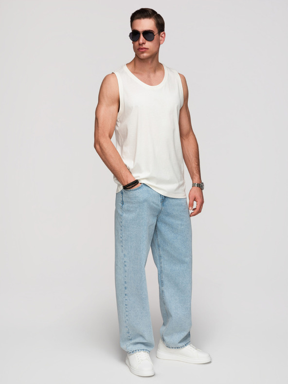 Ombre Clothing Pánské bavlněné tílko BASIC - bílé V1 OM-TSBT-0272 Ombre Clothing