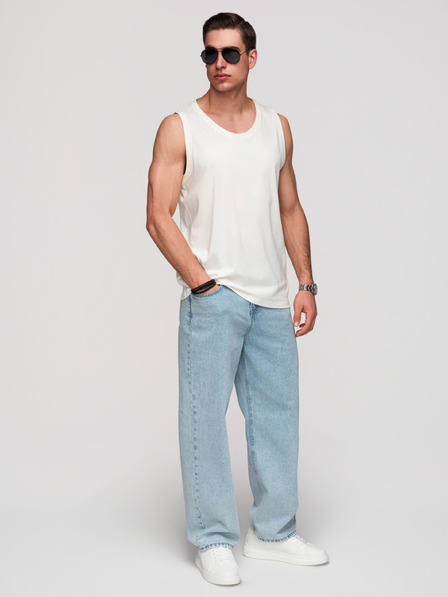 Ombre Clothing Pánské bavlněné tílko BASIC - bílé V1 OM-TSBT-0272 Ombre Clothing