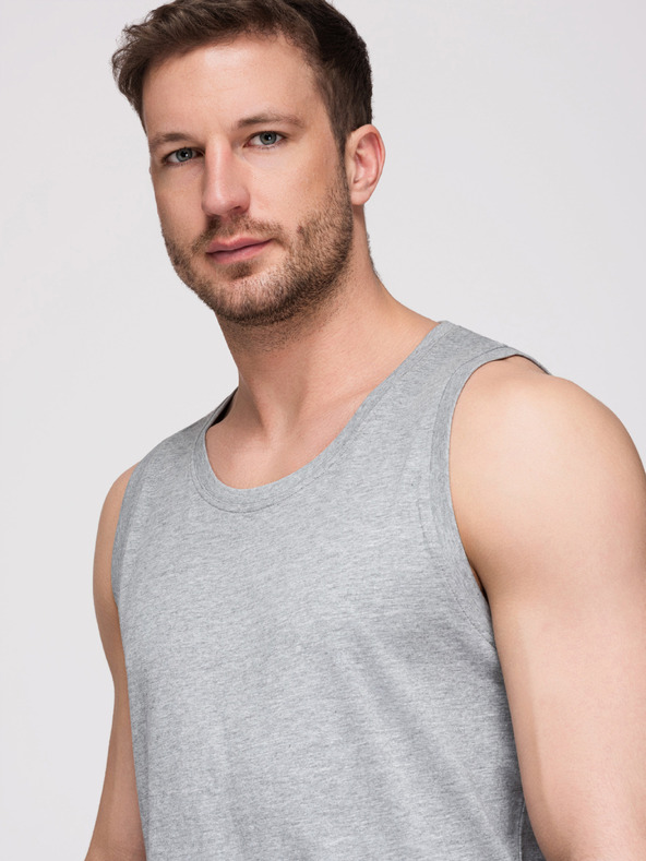 Ombre Clothing Pánské bavlněné tílko BASIC - šedý melanž V2 OM-TSBT-0272 Ombre Clothing