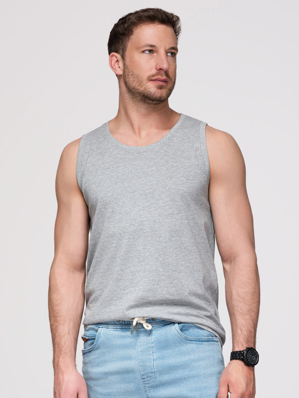 Ombre Clothing Pánské bavlněné tílko BASIC - šedý melanž V2 OM-TSBT-0272 Ombre Clothing