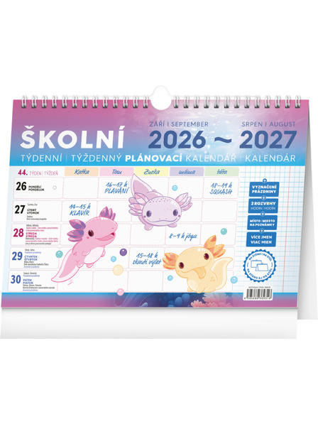 NOTIQUE NOTIQUE Školní plánovací kalendář s háčkem 2027, 30 x 21 cm