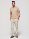 Ombre Clothing Pánská bavlněná polokošile BASIC - bílá/bílá/světle hnědá V6 OM-POBS-0171 Ombre Clothing