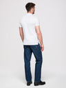 Ombre Clothing Pánská bavlněná polokošile BASIC - bílá/bílá/světle hnědá V6 OM-POBS-0171 Ombre Clothing