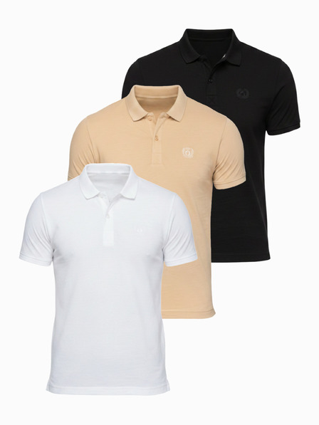 Ombre Clothing Pánské bavlněné polo tričko BASIC - černé/bílé/béžové V7 OM-POBS-0171 Ombre Clothing