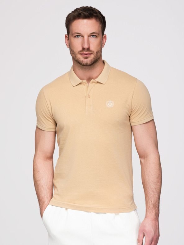 Ombre Clothing Pánské bavlněné polo tričko BASIC - černé/bílé/béžové V7 OM-POBS-0171 Ombre Clothing